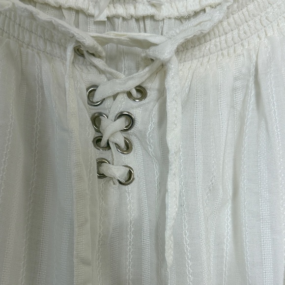 LASCANA for VENUS White Lace Up Peasant Blouse Tassel Boho Top 1X - Picture 6 of 10